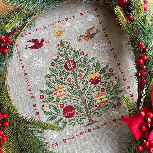 Love Poppet - Oh Christmas Tree - Cross Stitch Kit: 32ct Linen - from Pisgah Needleworks
