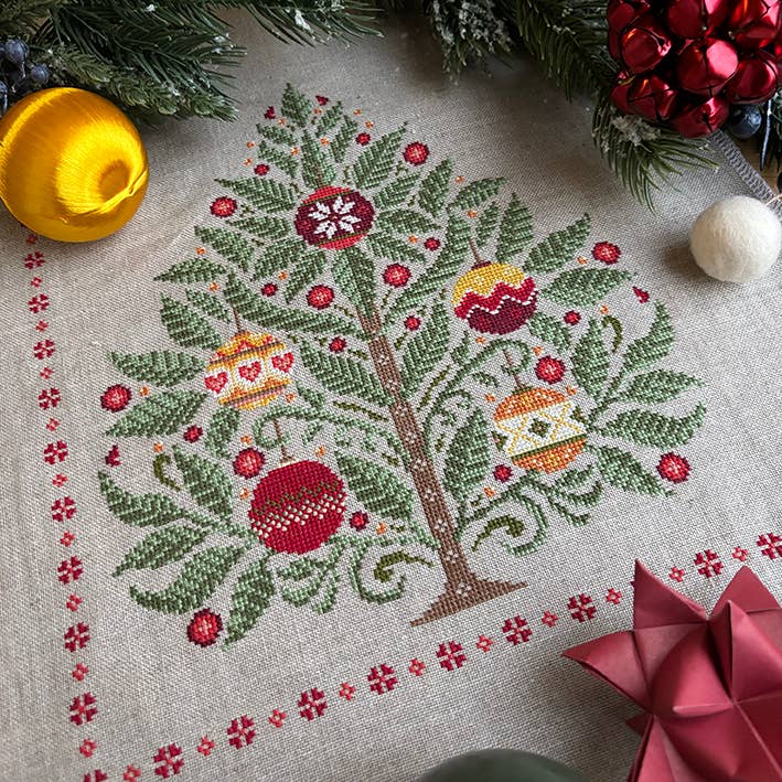 Love Poppet - Oh Christmas Tree - Cross Stitch Kit: 32ct Linen - from Pisgah Needleworks