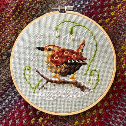Love Poppet - Wren & Snowdrops - Cross Stitch Kit - from Pisgah Needleworks