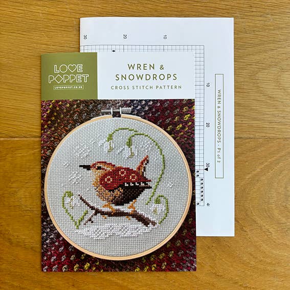 Love Poppet - Wren & Snowdrops - Cross Stitch Kit - from Pisgah Needleworks