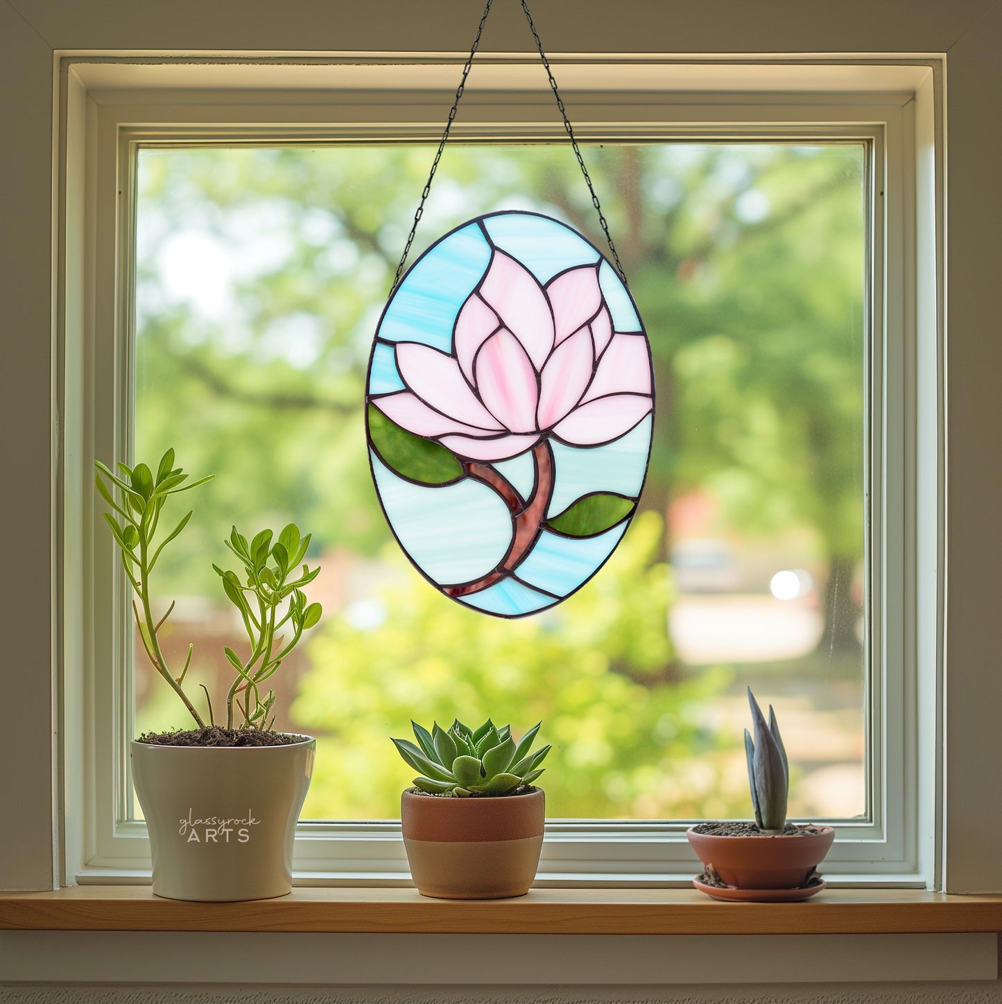 Magnolia Flower Stained Glass Pattern