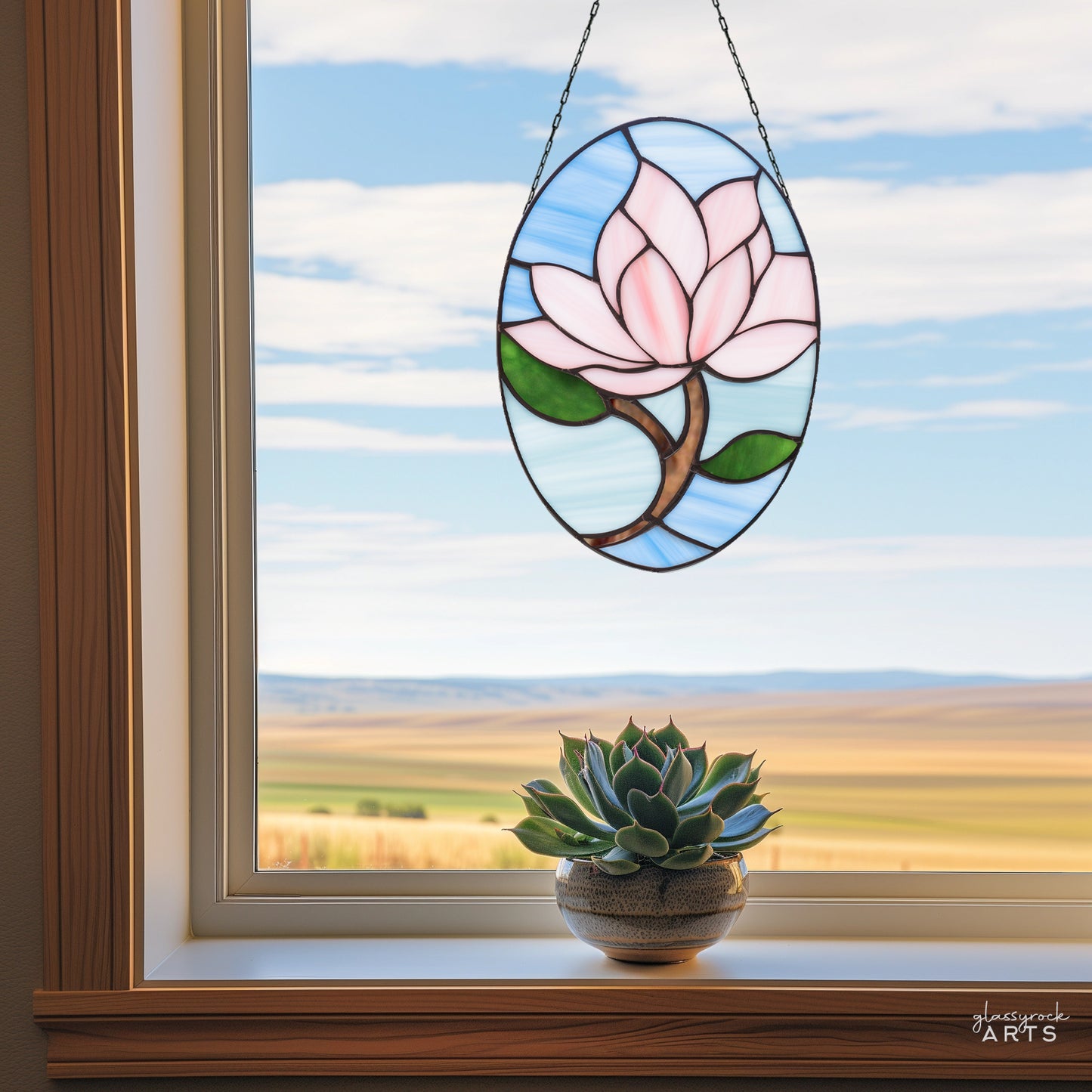 Magnolia Flower Stained Glass Pattern