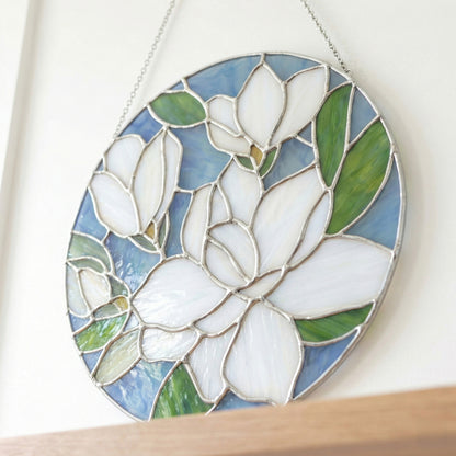 Magnolia Round Stained Glass Pattern