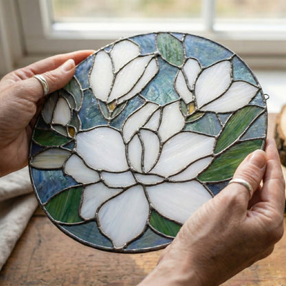 Magnolia Round Stained Glass Pattern