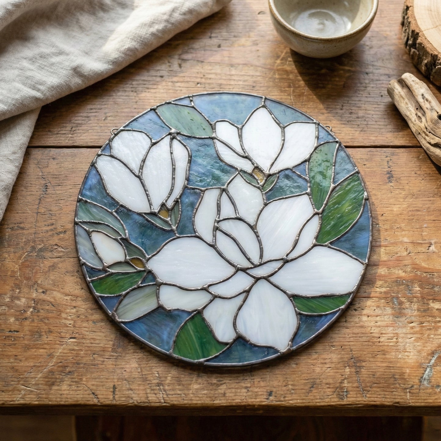 Magnolia Round Stained Glass Pattern