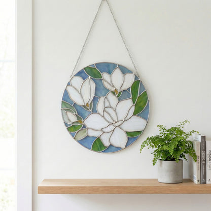 Magnolia Round Stained Glass Pattern