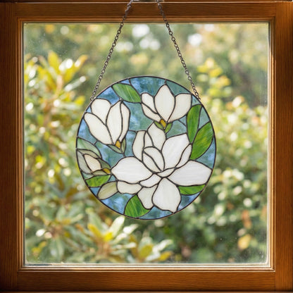 Magnolia Round Stained Glass Pattern