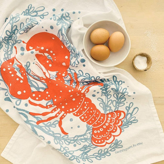 Maine Lobster Tea Towel | Nantucket Red - Tea Towel from sweetgum home, LLC