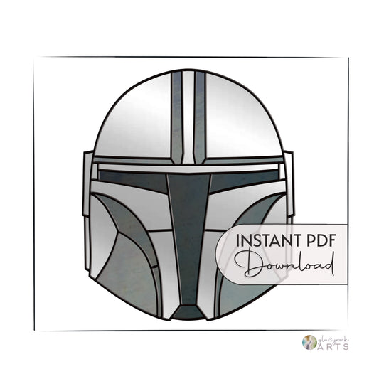 The Mandalorian Helmet Star Wars Stained Glass Pattern