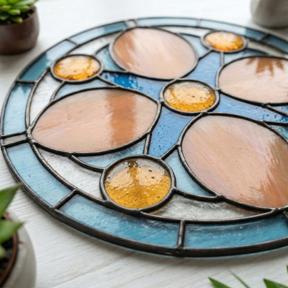 Mid Century Rose Window Stained Glass Pattern plus PNG