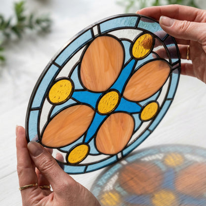 Mid Century Rose Window Stained Glass Pattern plus PNG