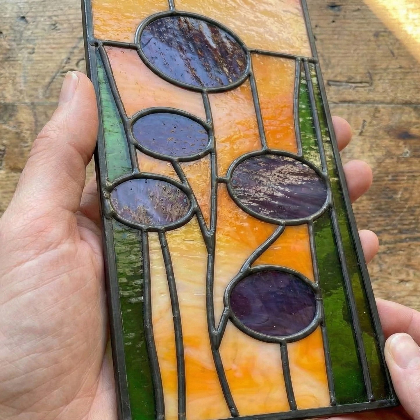 Mid-Century Modern Stained Glass Flowers Pattern