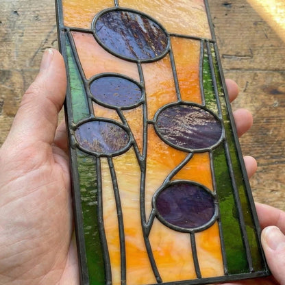 Mid-Century Modern Stained Glass Flowers Pattern