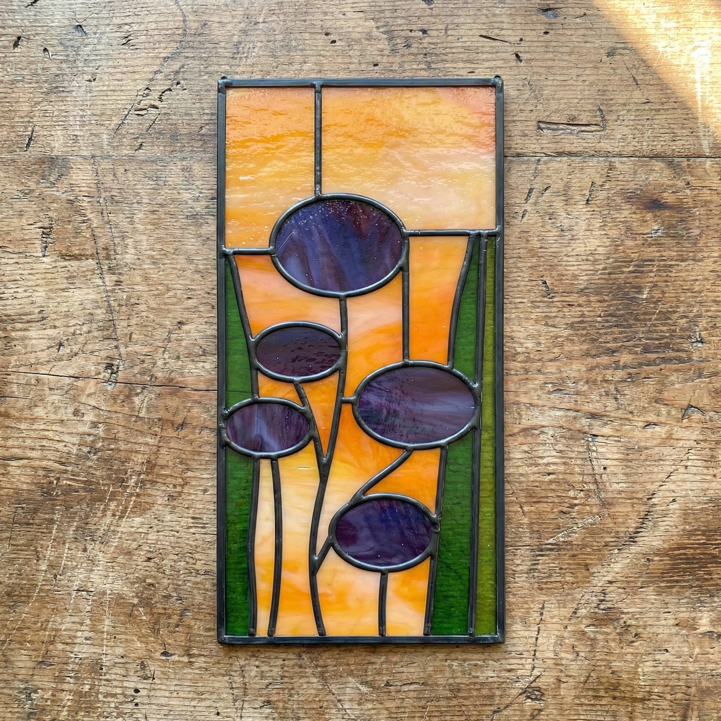 Mid-Century Modern Stained Glass Flowers Pattern