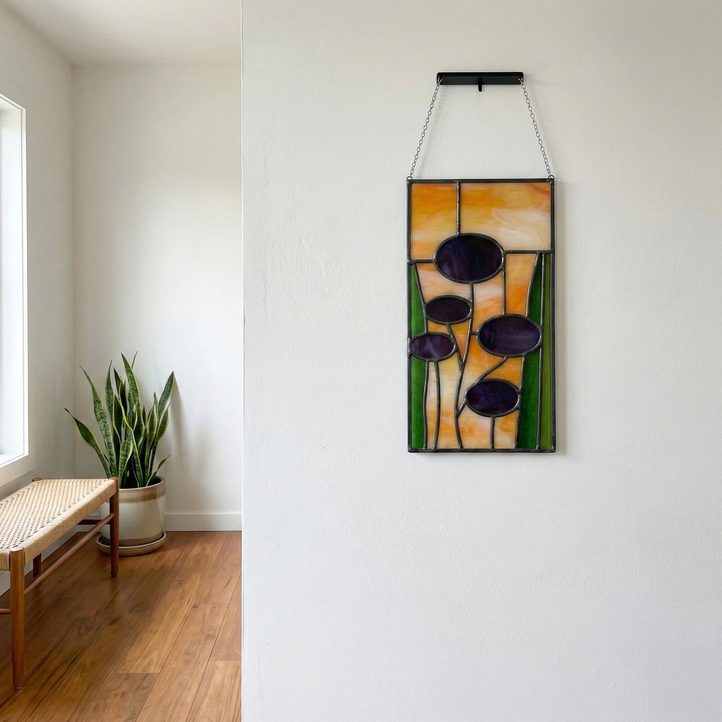 Mid-Century Modern Stained Glass Flowers Pattern