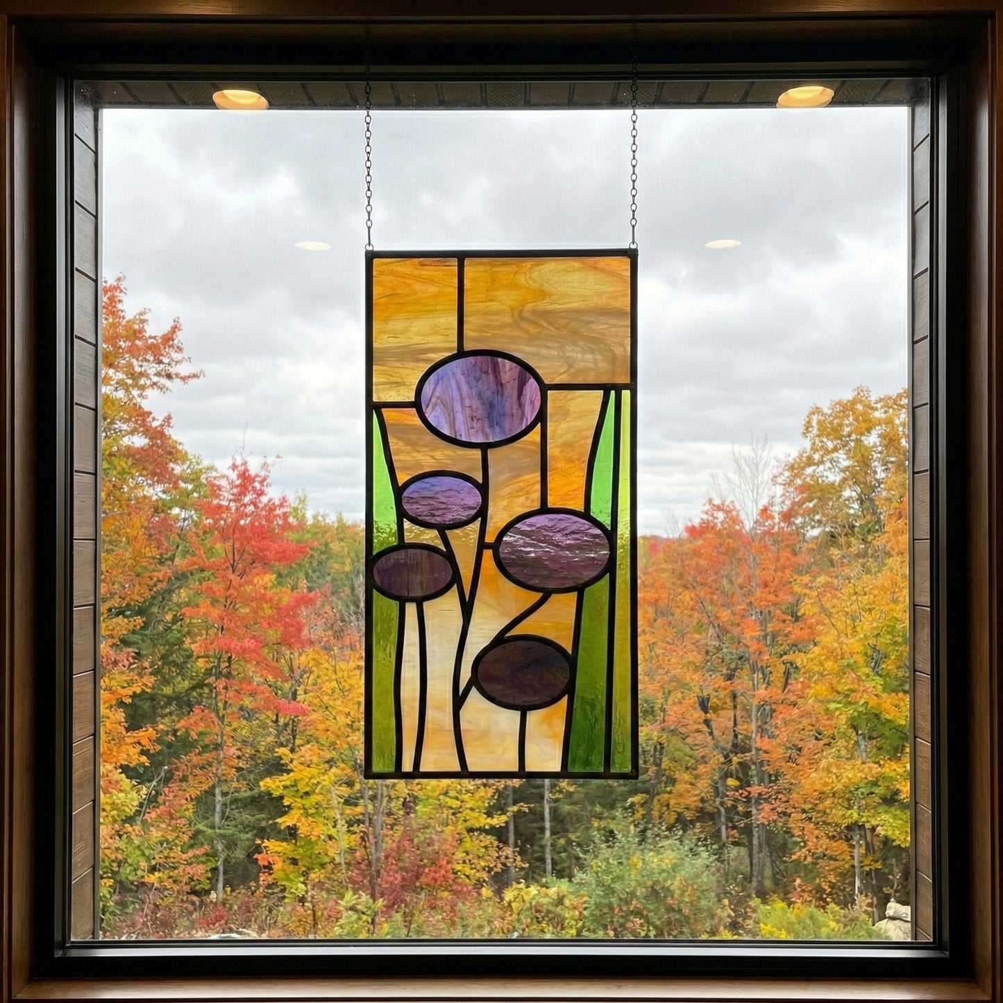 Mid-Century Modern Stained Glass Flowers Pattern