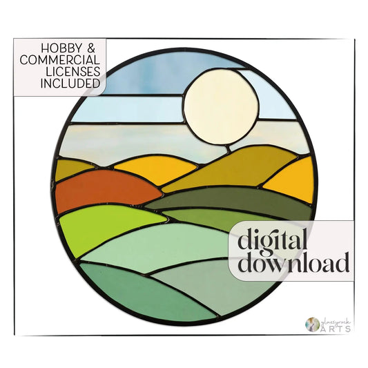 Round Mod Landscape Stained Glass Pattern