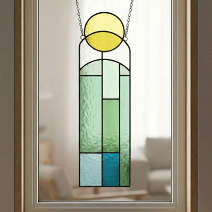 Abstract Sunset Stained Glass Pattern