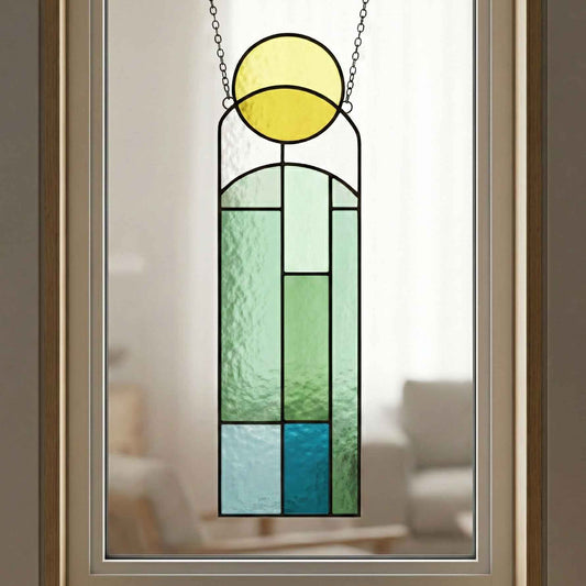 Abstract Sunset Stained Glass Pattern