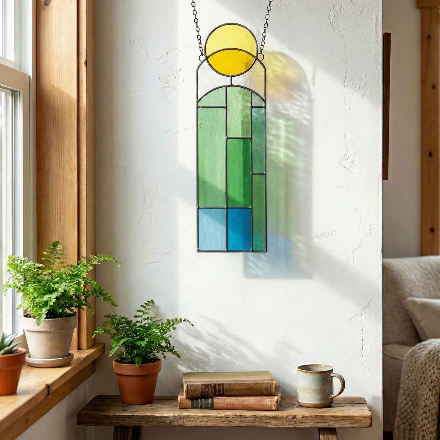 Abstract Sunset Stained Glass Pattern