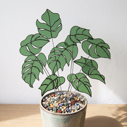 Monstera Leaf Stained Glass Patterns | Plant Stem Suncatchers (PDF, SVG, PNG)