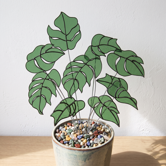 Monstera Leaf Stained Glass Patterns | Plant Stem Suncatchers (PDF, SVG, PNG)