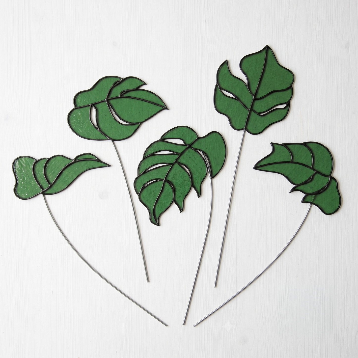 Monstera Leaf Stained Glass Patterns | Plant Stem Suncatchers (PDF, SVG, PNG)