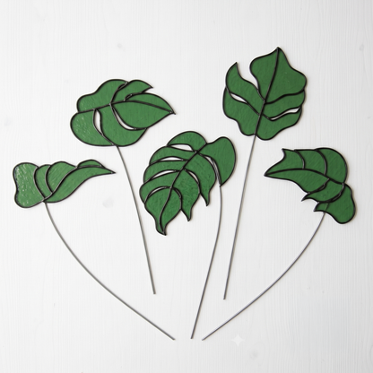 Monstera Leaf Stained Glass Patterns | Plant Stem Suncatchers (PDF, SVG, PNG)