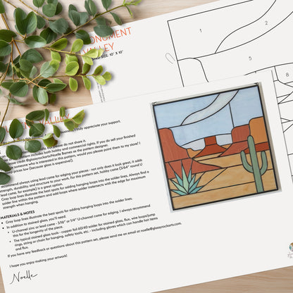 Monument Valley Square Suncatcher Stained Glass Pattern with PNG & SVG