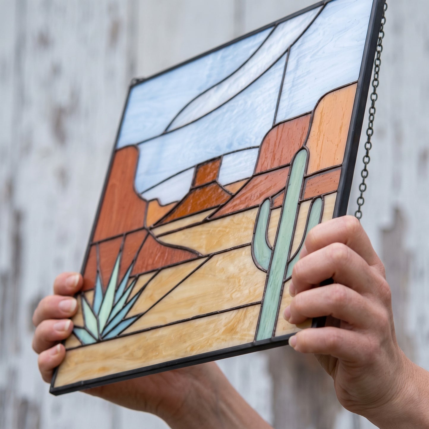 Monument Valley Square Suncatcher Stained Glass Pattern with PNG & SVG