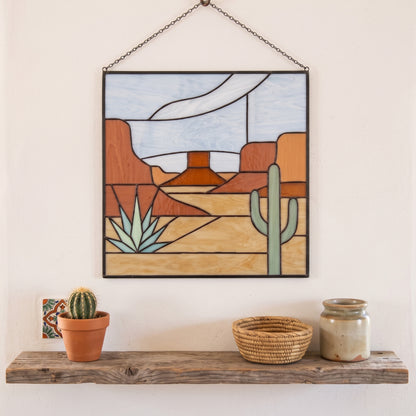 Monument Valley Square Suncatcher Stained Glass Pattern with PNG & SVG