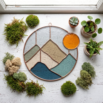 Boho Mountains Stained Glass Pattern and PNG