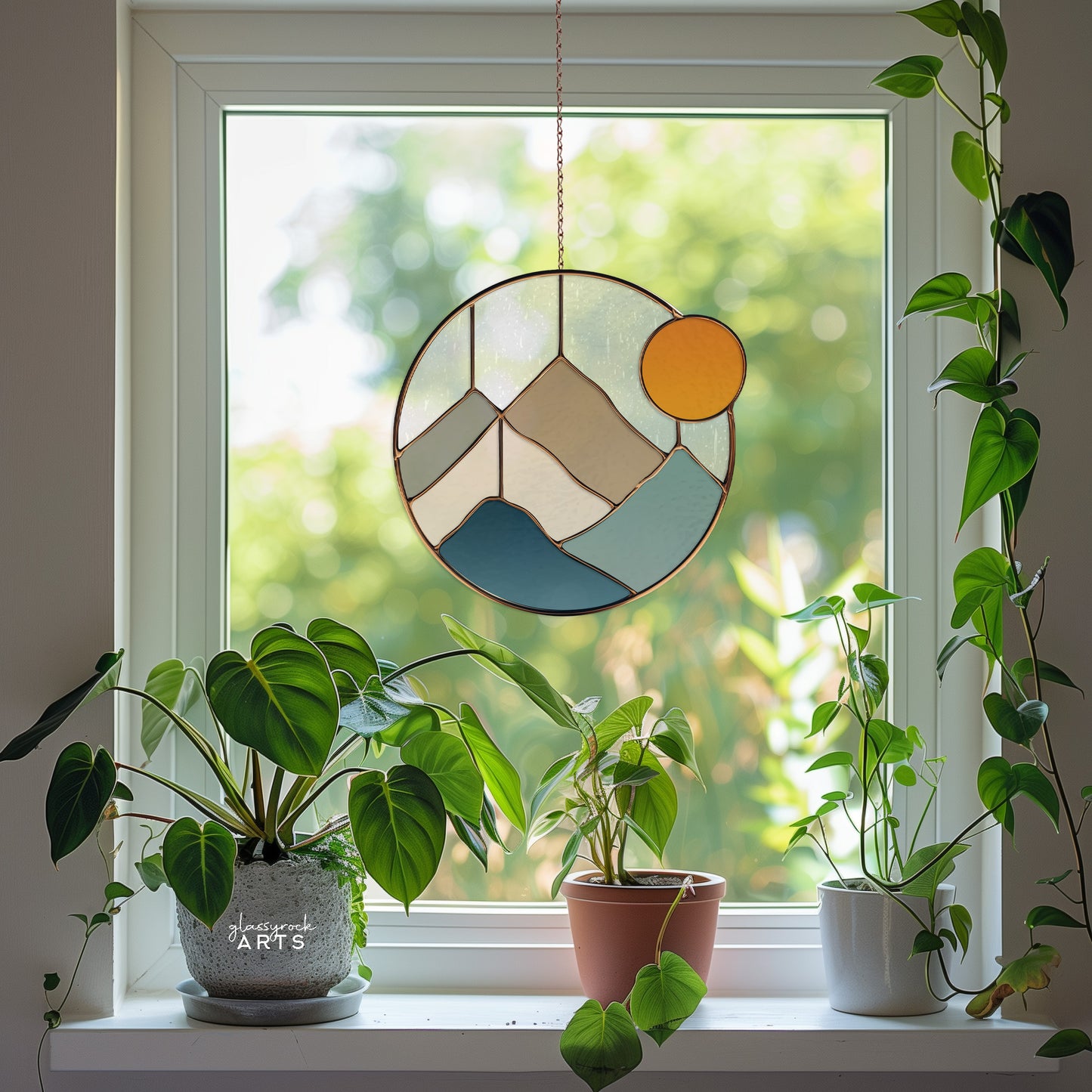 Boho Mountains Stained Glass Pattern and PNG