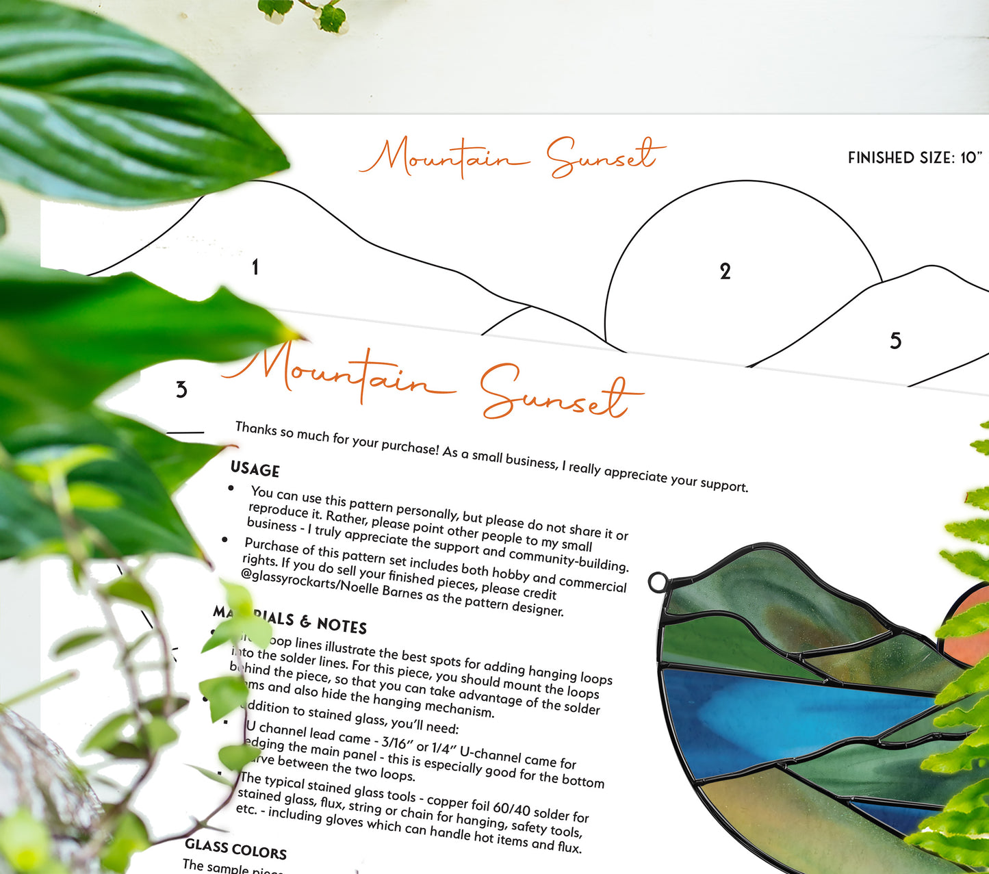 Mountain Stained Glass Landscape Pattern