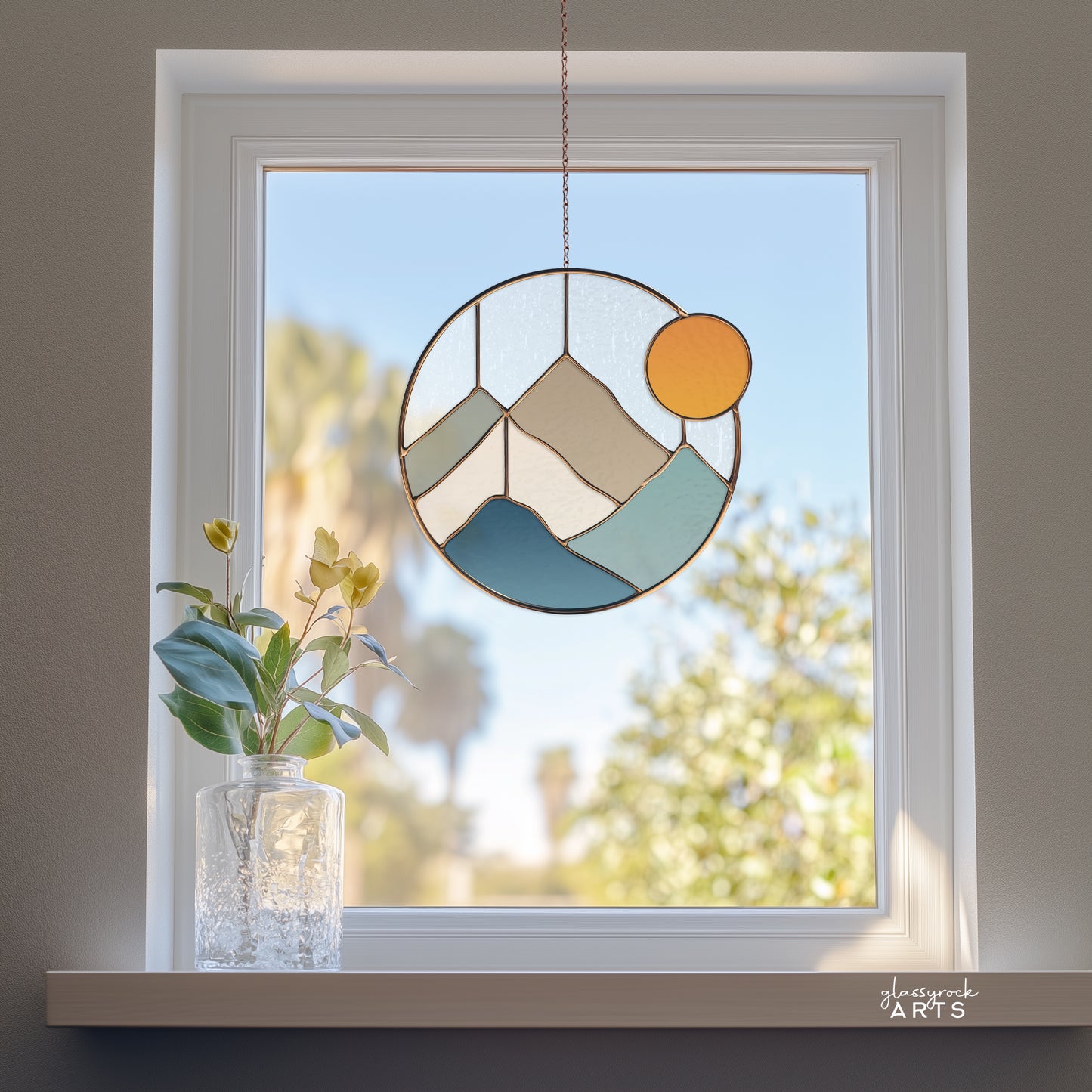 Boho Mountains Stained Glass Pattern and PNG