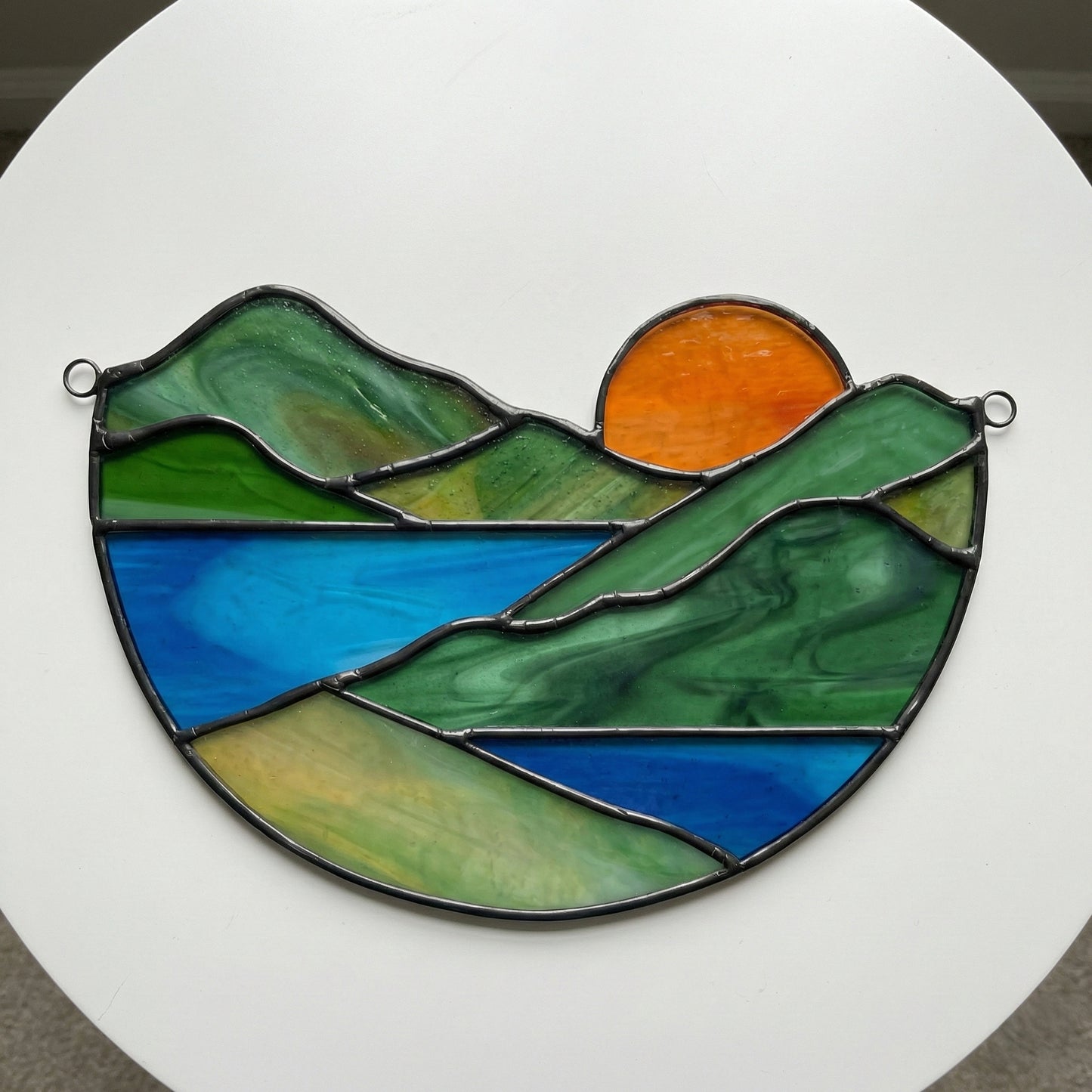 Mountain Stained Glass Landscape Pattern PDF & PNG