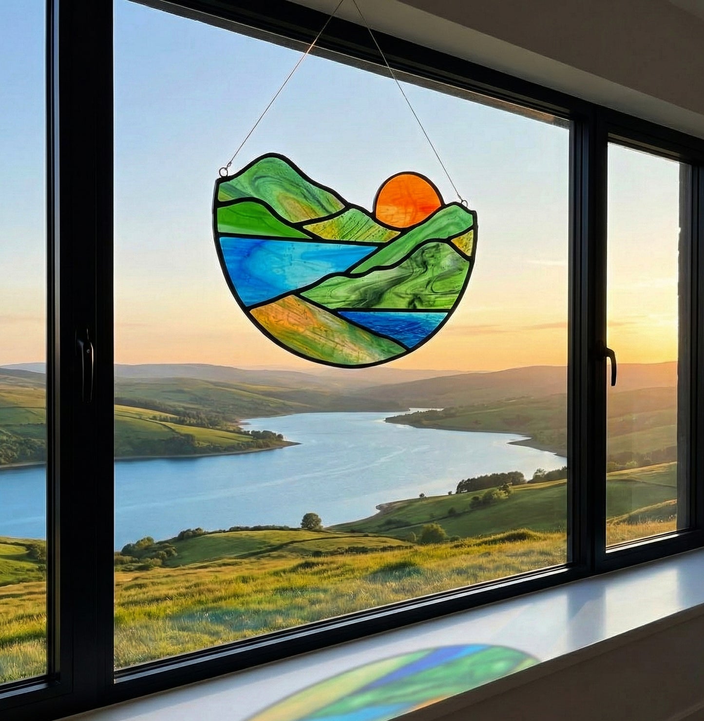 Mountain Stained Glass Landscape Pattern PDF & PNG