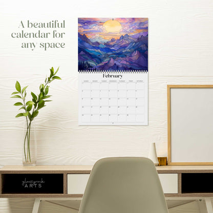 2025 Stained Glass Mountains Wall Calendar