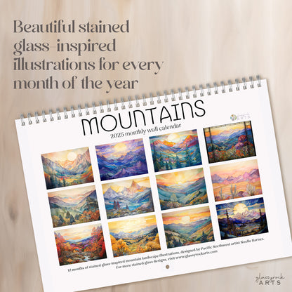 2025 Stained Glass Mountains Wall Calendar