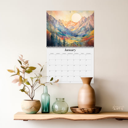 2025 Stained Glass Mountains Wall Calendar