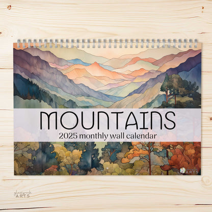 2025 Stained Glass Mountains Wall Calendar