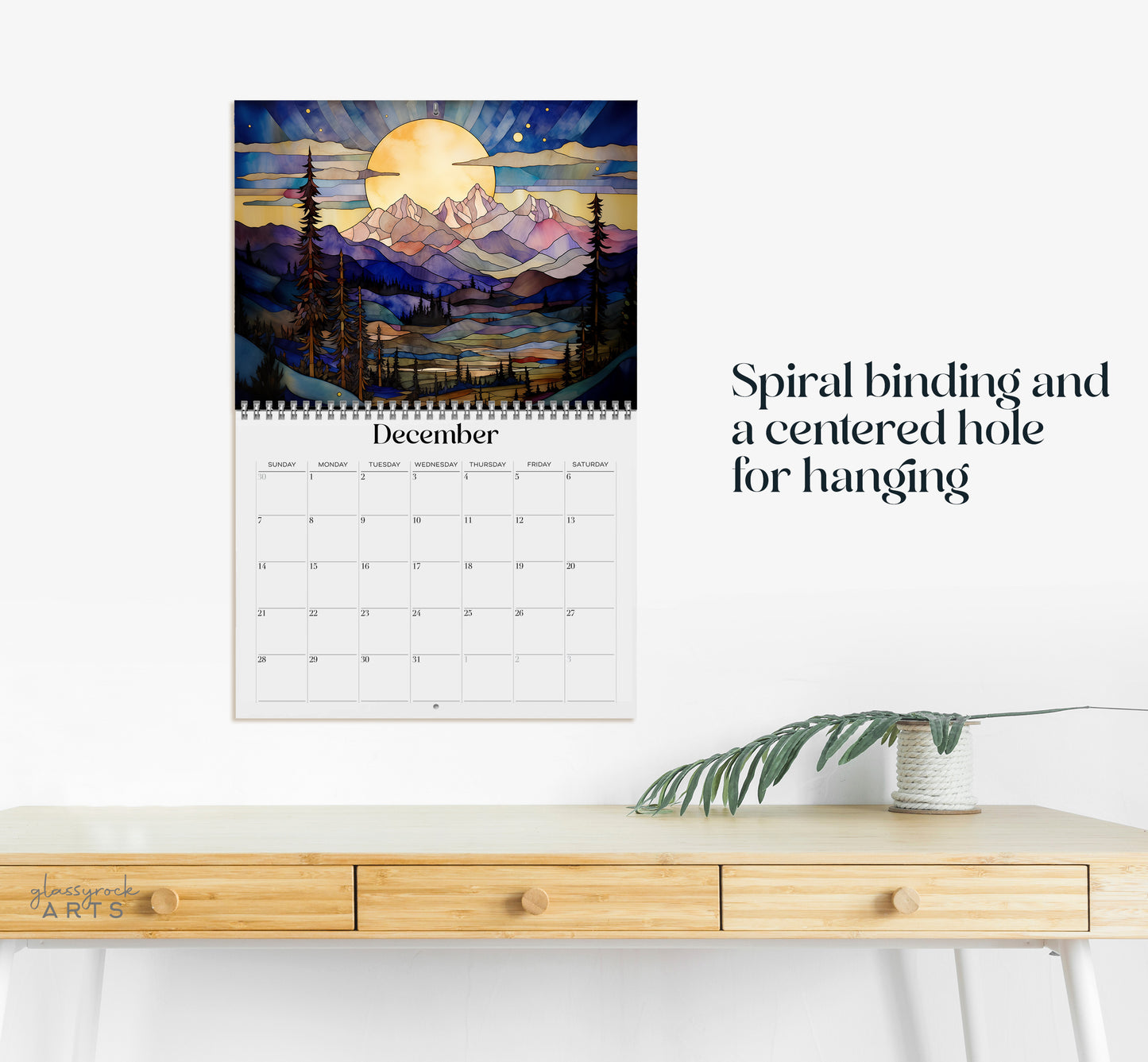 2025 Stained Glass Mountains Wall Calendar