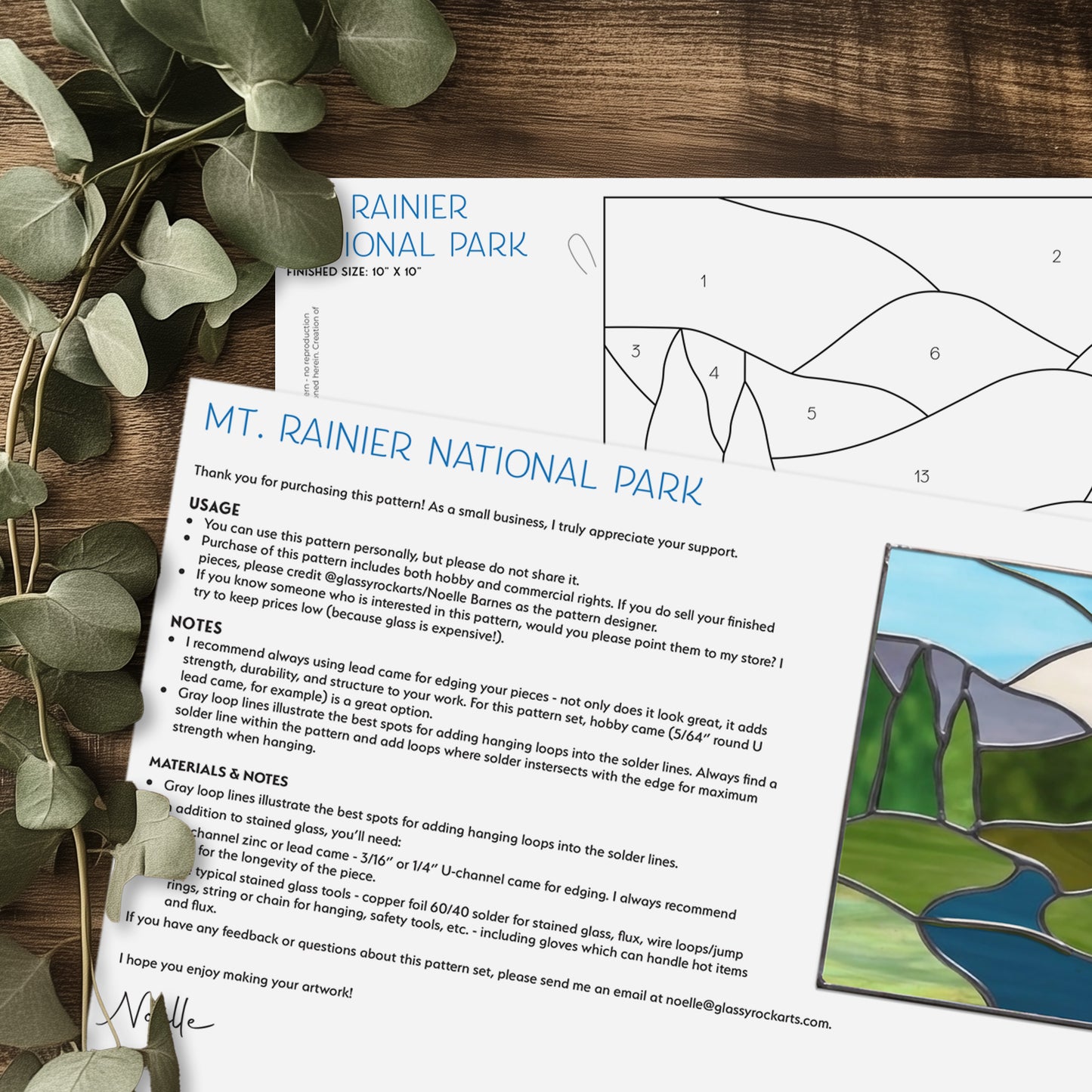 Mount Rainier Suncatcher Stained Glass Pattern with PNG & SVG
