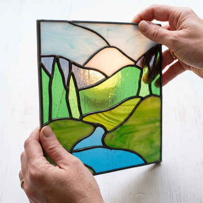 Mount Rainier Suncatcher Stained Glass Pattern with PNG & SVG