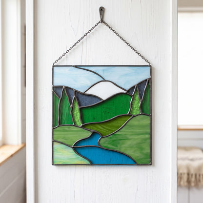 Mount Rainier Suncatcher Stained Glass Pattern with PNG & SVG