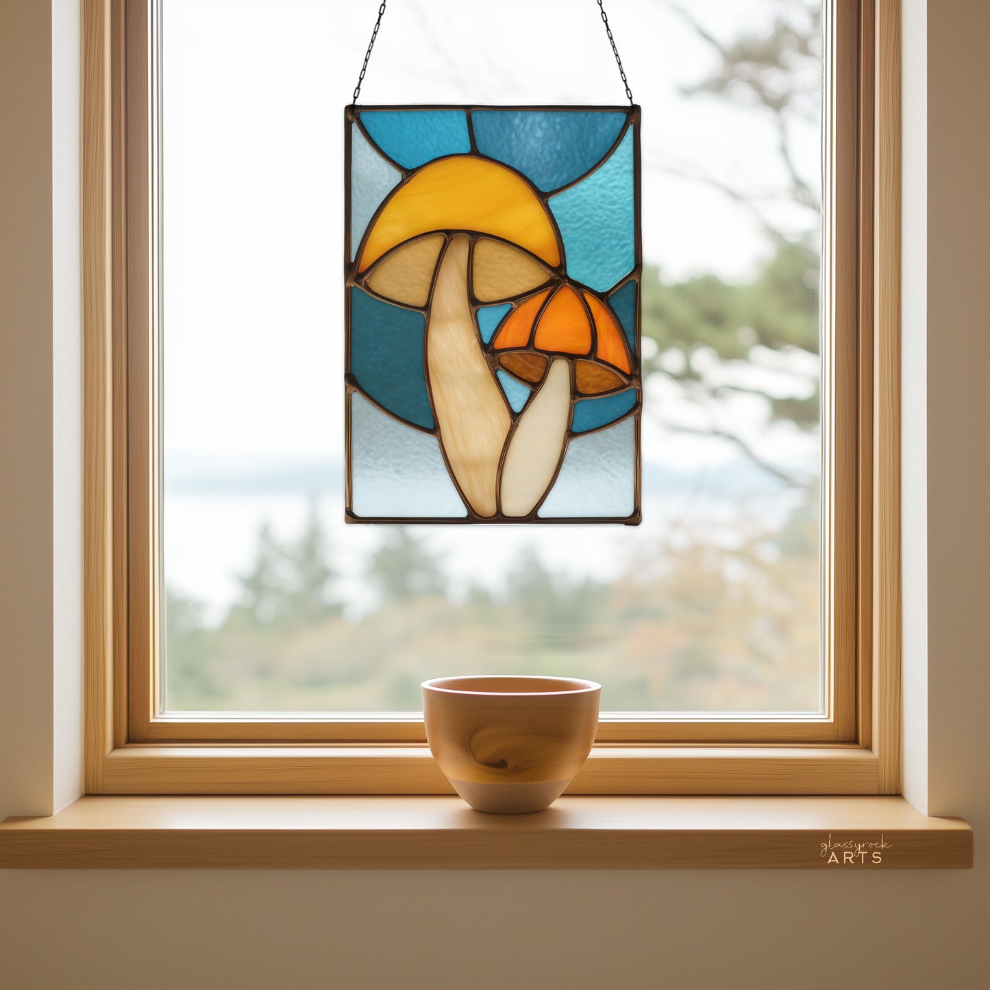 Mushroom Buddies Stained Glass Pattern and PNG