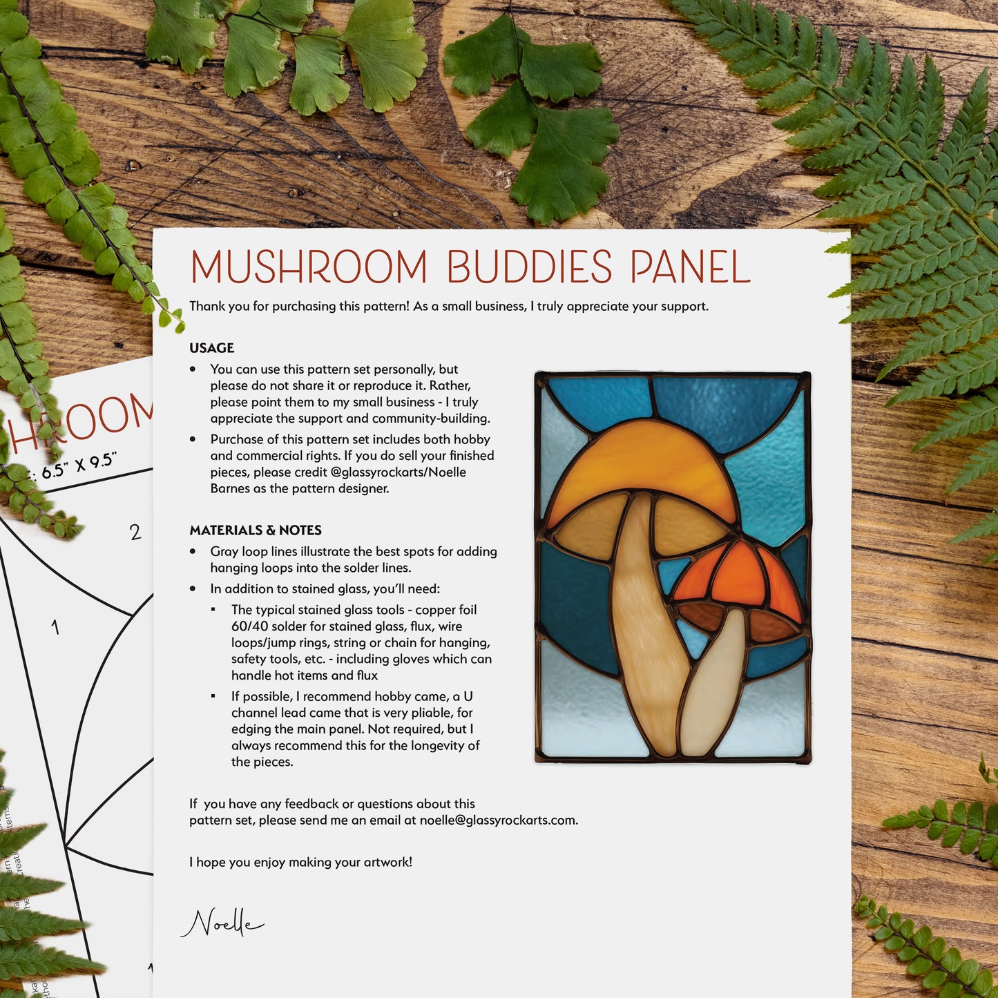 Mushroom Buddies Stained Glass Pattern and PNG