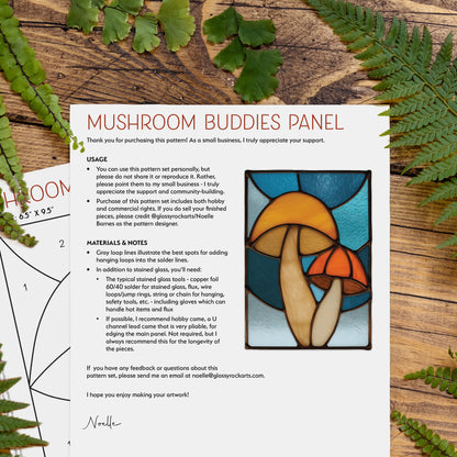 Mushroom Buddies Stained Glass Pattern and PNG