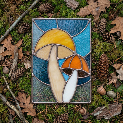 Mushroom Buddies Stained Glass Pattern and PNG