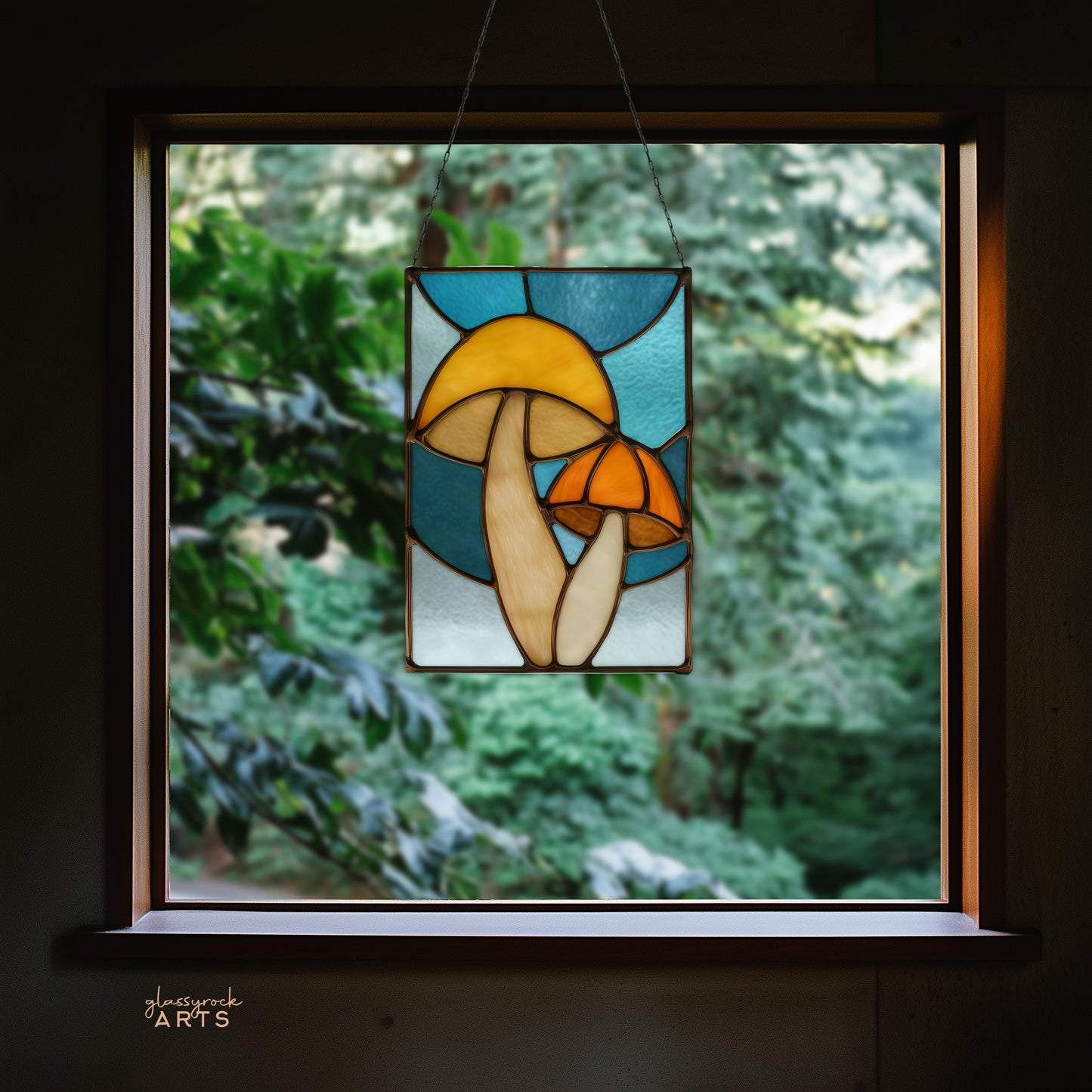 Mushroom Buddies Stained Glass Pattern and PNG